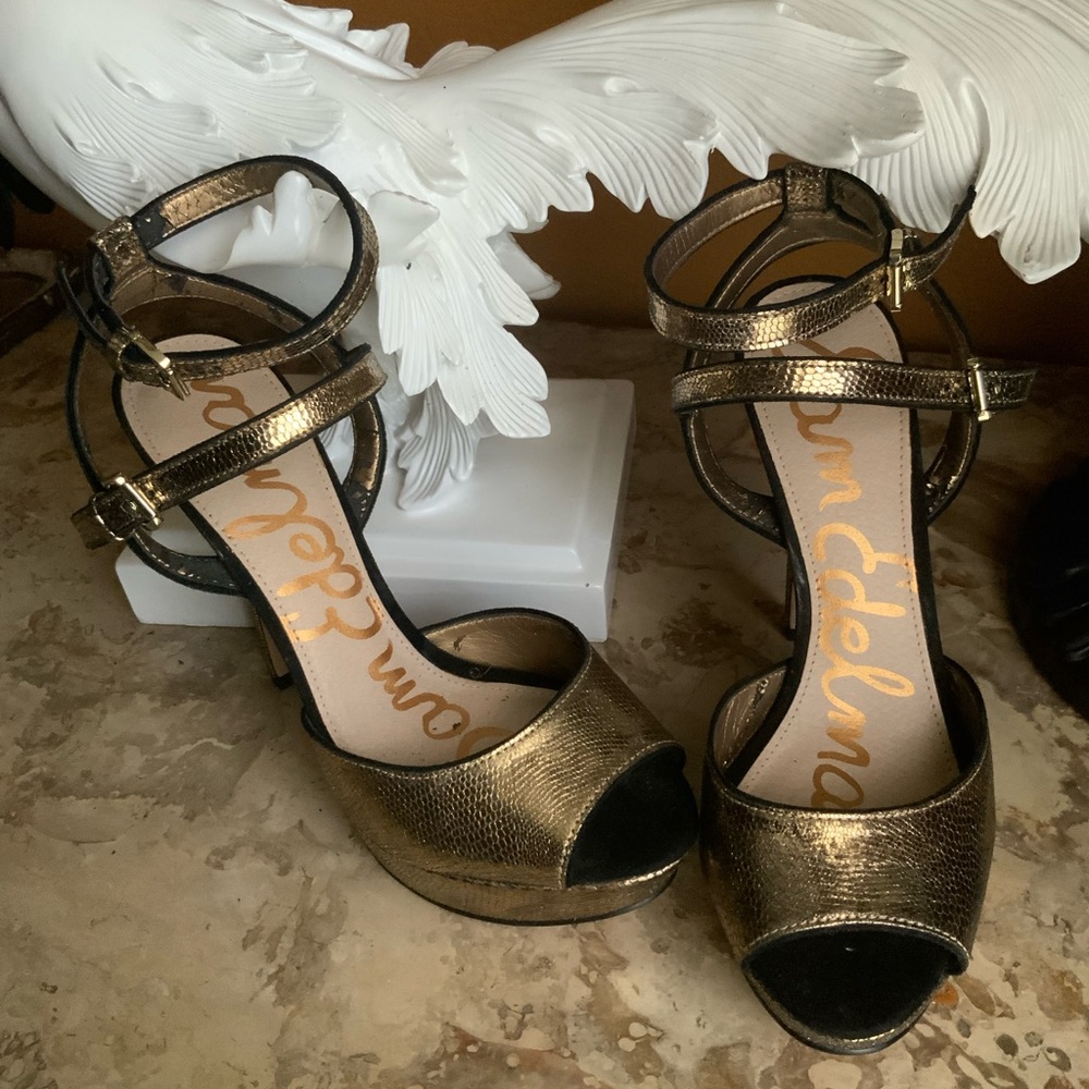 Sam Edelman - Nadine - Bronze Heels with Ankle Straps